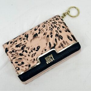 Juicy Couture Black Peach Gold Wallet with Animal Print Cheetah‎